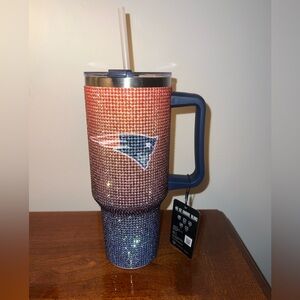 New England Patriots 40oz Bling Ombre Tumbler with Handle - SUPER BOWL LX 2026